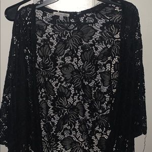 see through black flowery cardigan